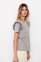 Cortefiel Combined schiffli T-shirt Grey