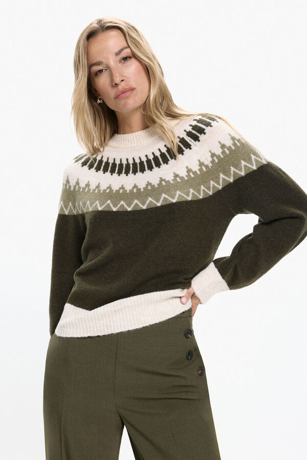 Vero Moda Camisola estampado de manga comprida feminino Verde