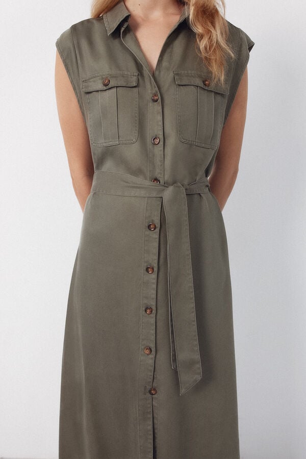 Cortefiel Tencel cargo dress Kaki