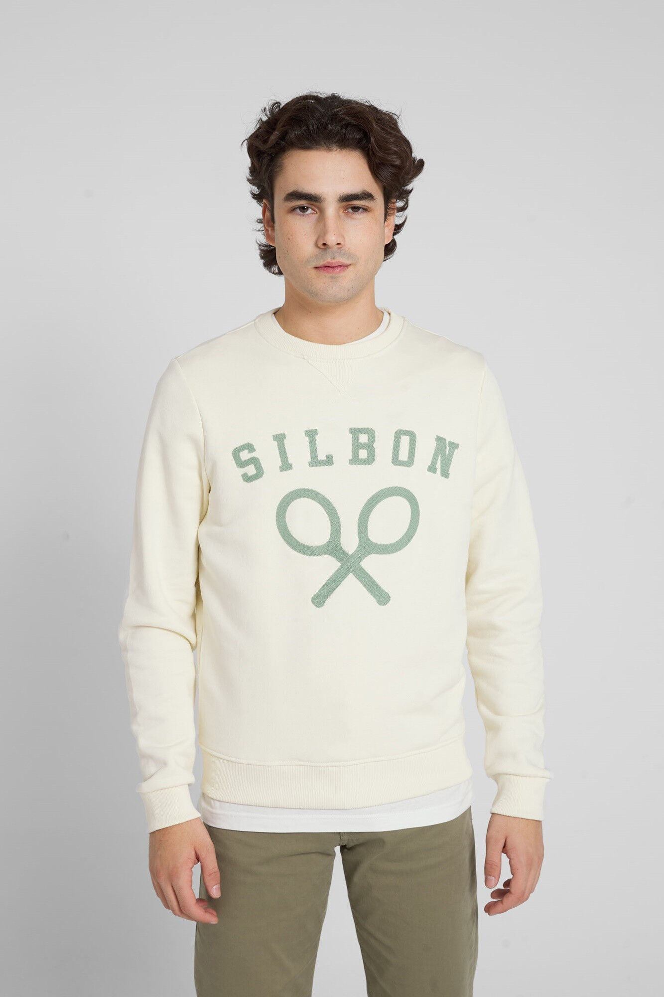 Sudadera cl sica logo silbon crema