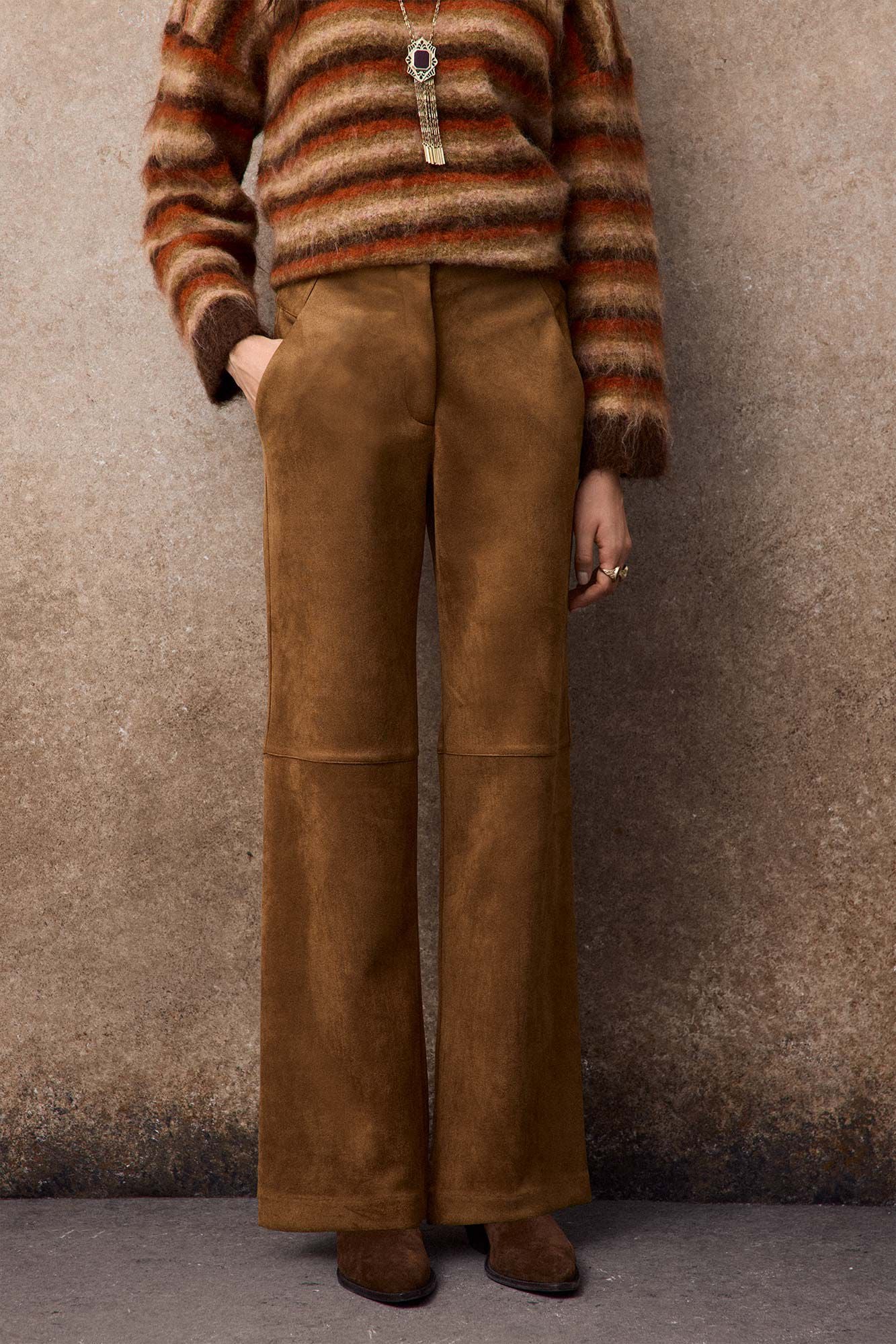 Slowlove Pantal&oacute;n recto de antelina