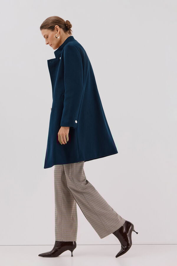 Cortefiel Double-breasted coat with gold buttons Navy