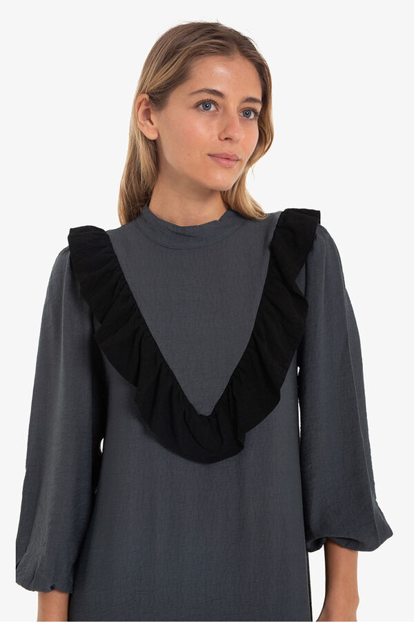 Cuplé Vestido com babados Cinzento