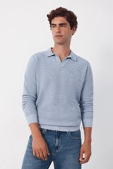 Cortefiel Torzal long sleeve polo shirt Blue