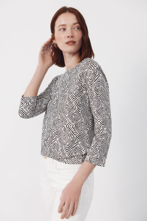 Cortefiel Essential boat neck t-shirt Printed white