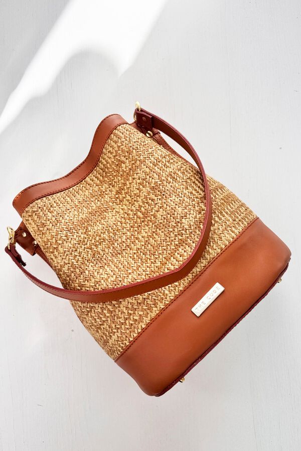 The Code Nature leather and raffia candy box  Brown