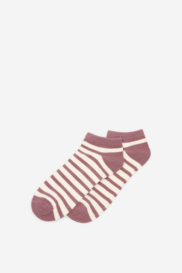 Cortefiel Short striped sock Pink