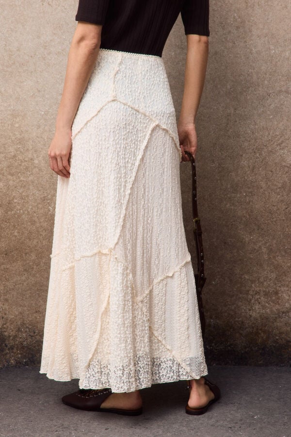 Slowlove Saia de malha de renda Branco