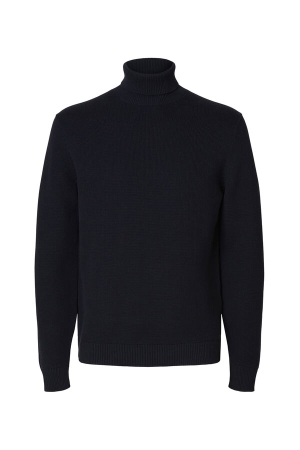 Selected Camisola de gola 100% algodão orgânico Azul