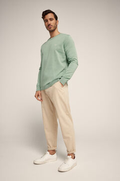 Cortefiel 100% cotton men's round neck jumper Green