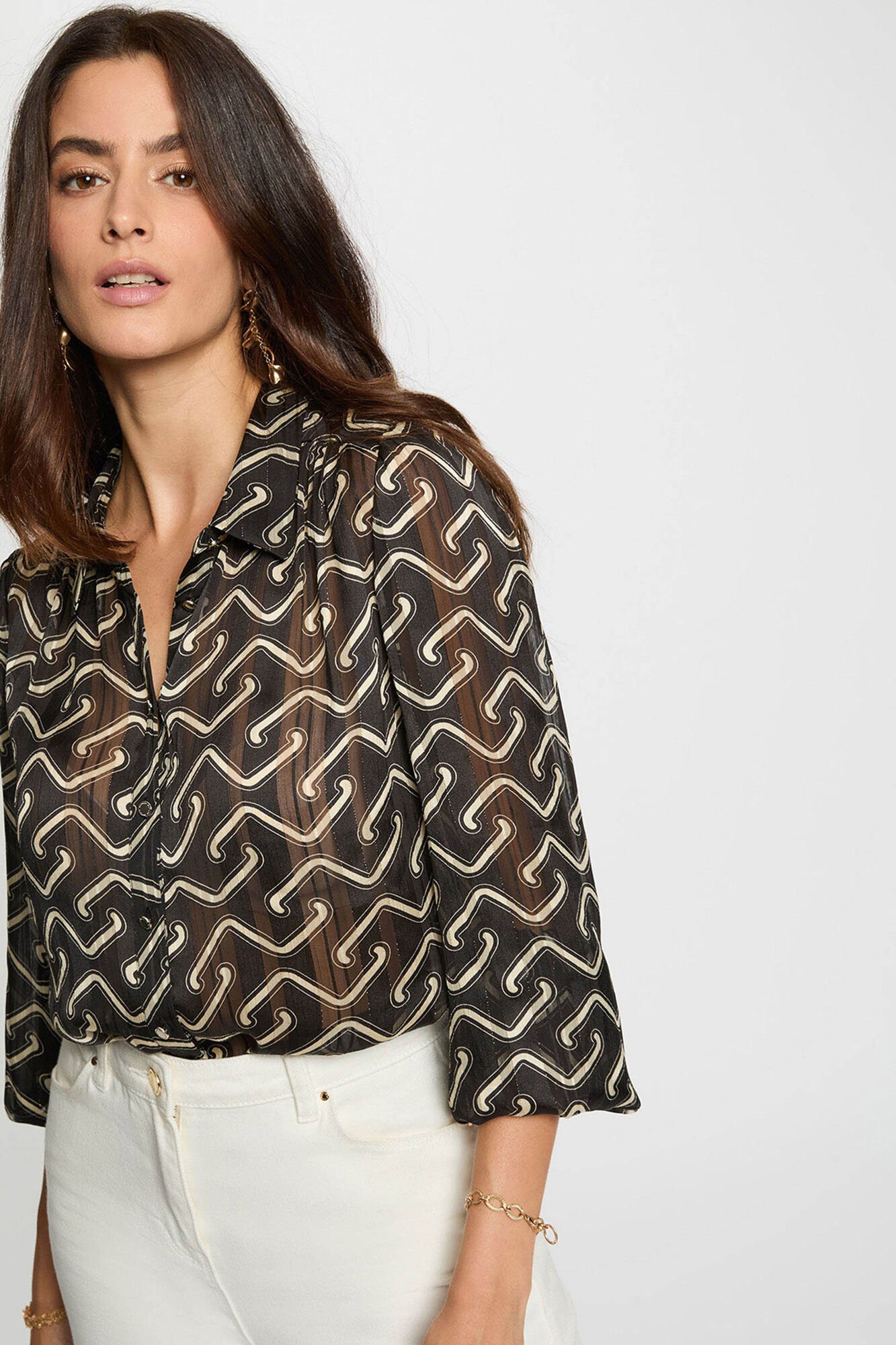 Morgan Camisa de chiffon estampada