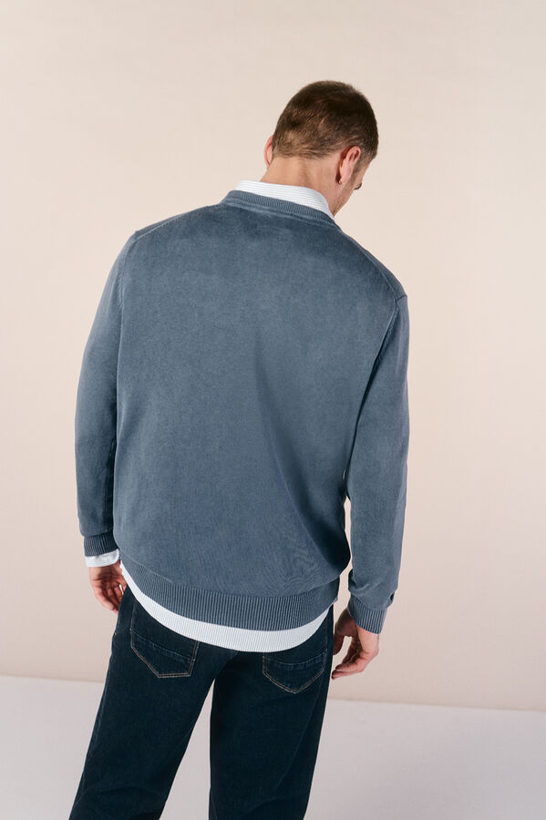 OOTO Washed cotton round neck jumper Blue