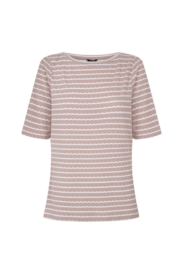 Cortefiel Textured striped T-shirt Nude