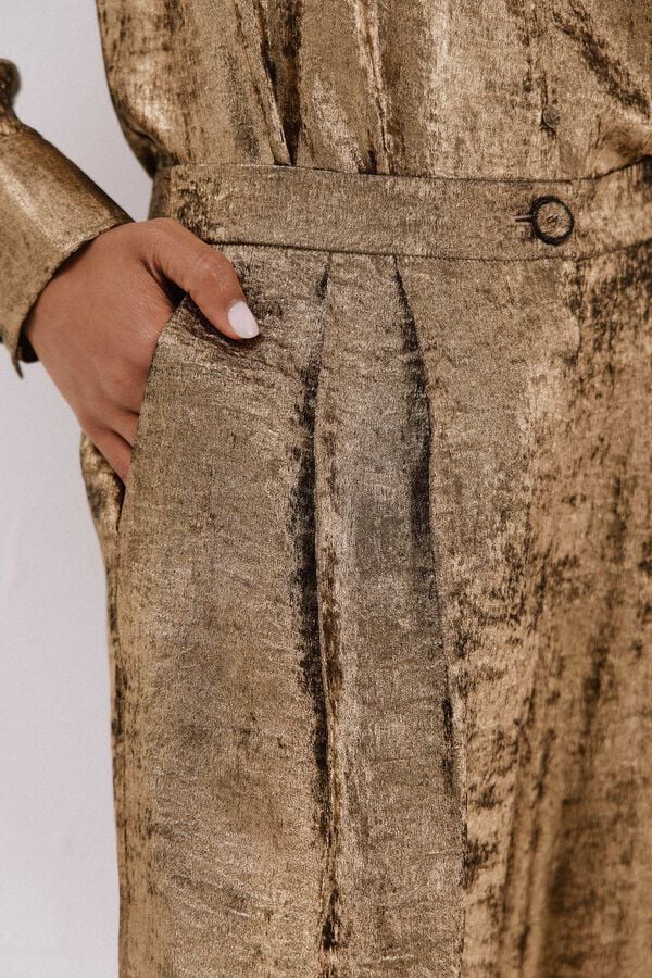 Cortefiel Gold palazzo pants Gold