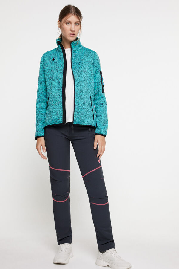 Cortefiel Jersey-knit fleece jacket Turquoise