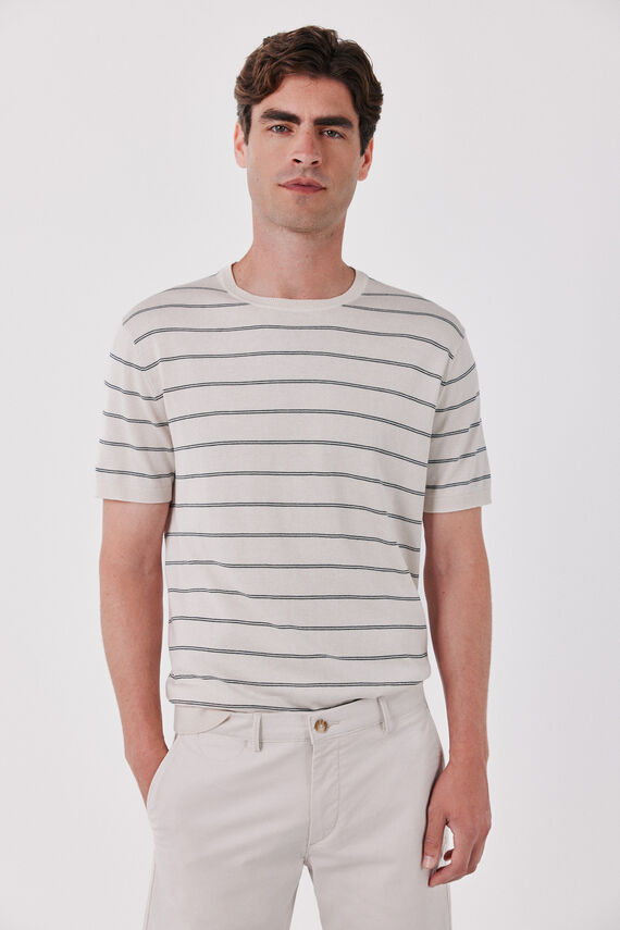 Camiseta punto manga corta algodón rayas