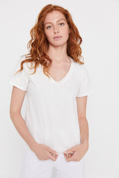 Cortefiel Essential lace T-shirt White