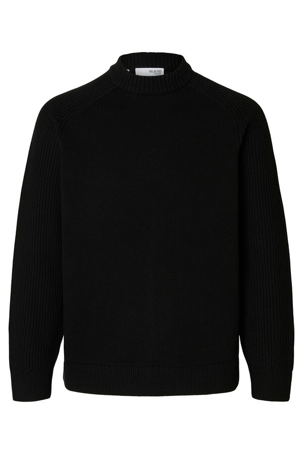 Selected Camisola de gola alta 100% algodão orgânico.  Preto