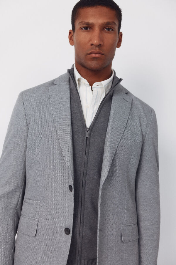 Cortefiel Jersey-knit blazer Grey
