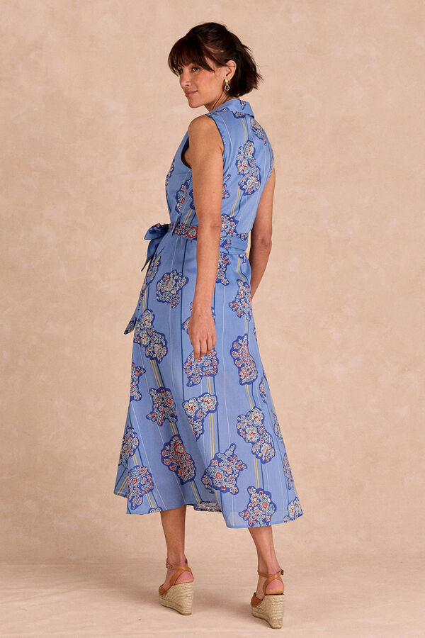Polín Et Moi Vestido camisero largo Zaira Estampado turquesa