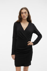 Cortefiel Short dress with long sleeves  Black