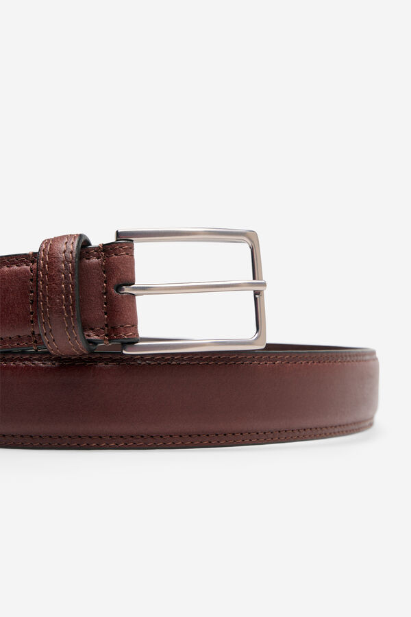 Cortefiel Cintur&oacute;n sport piel Marr&oacute;n oscuro