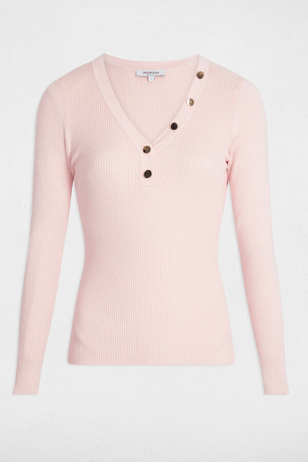 Morgan Camisola ajustada com gola em bico Subiu