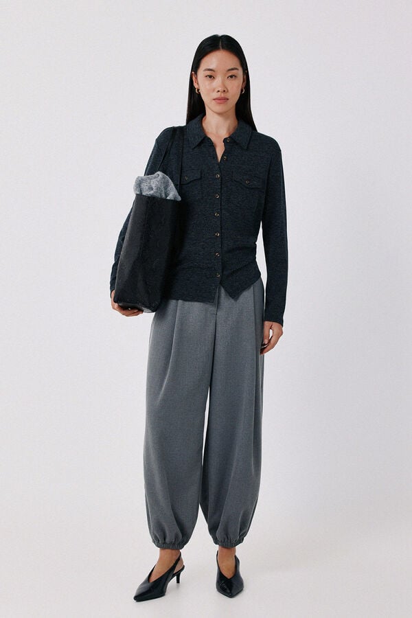 Cortefiel Stretch shirt with pockets Grey