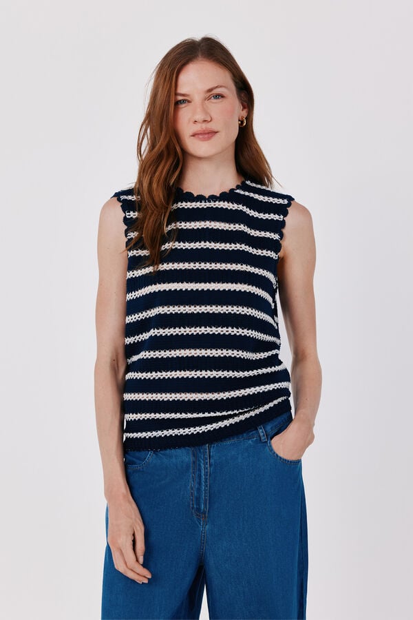 Cortefiel Striped sleeveless top Blue