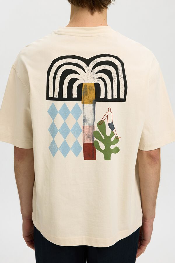 Selected T-shirt de manga curta relaxed Tostado