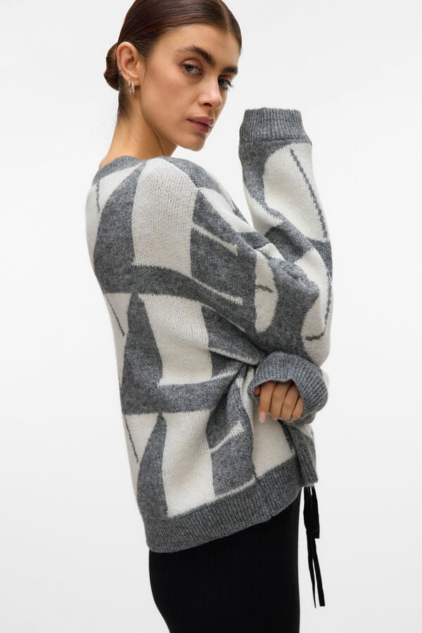Vero Moda Camisola de malha com gola redonda  Cinzento