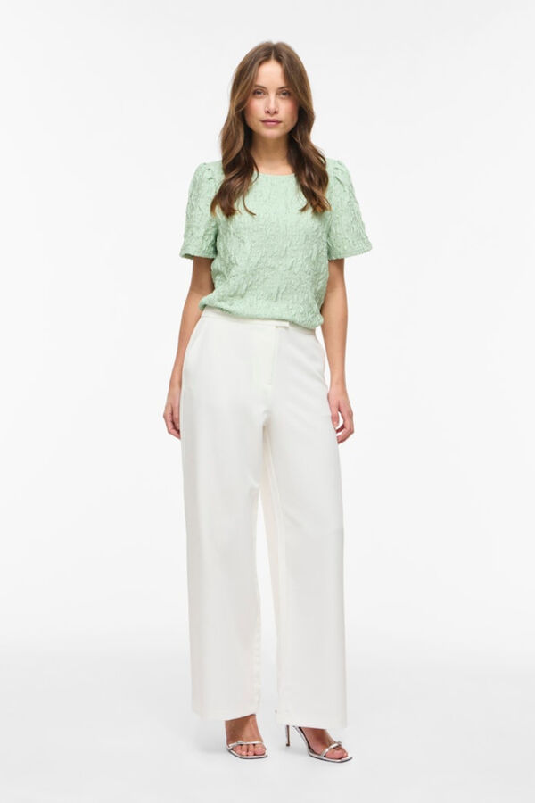 Vila High-waisted wide leg trousers White
