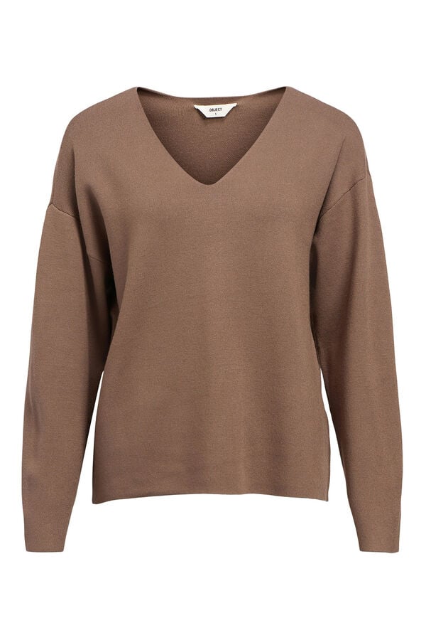 Object Camisola básico com gola em V Cinzento