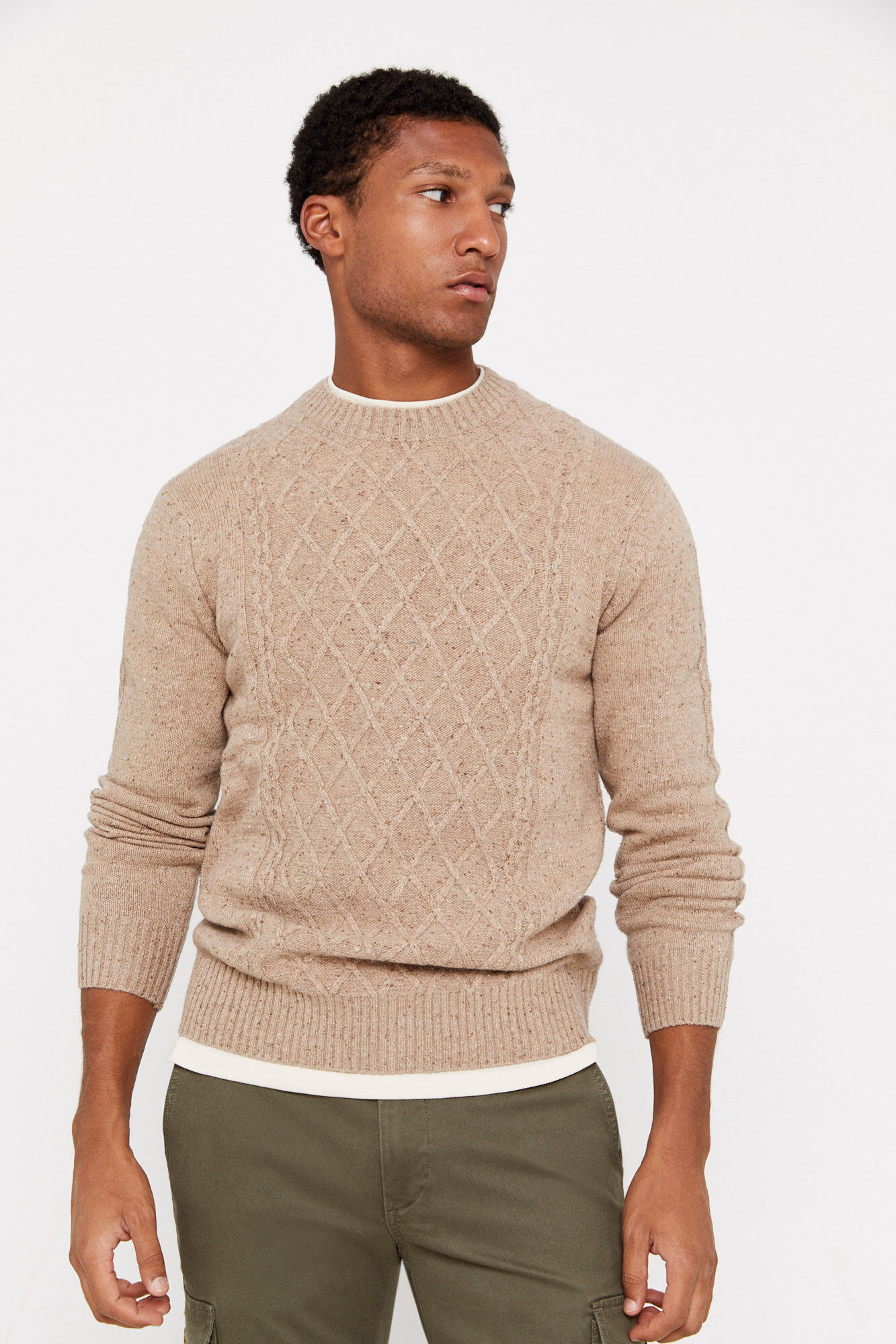 Diamond pattern wool jumper Men s jumpers and cardigans Cortefiel