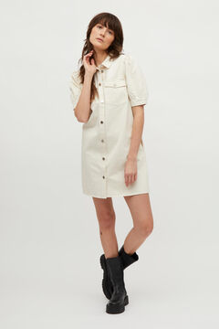 Cortefiel Denim dress with buttons Tobaco