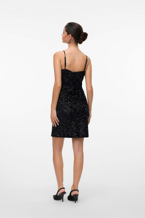 Vero Moda Vestido de alças de lantejoulas Preto
