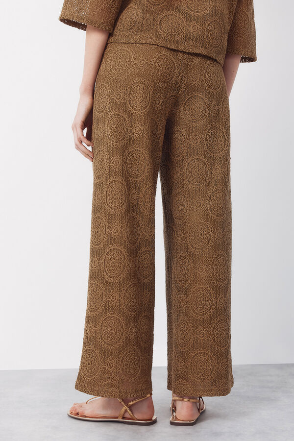 Cortefiel Crochet jersey-knit pants Kaki