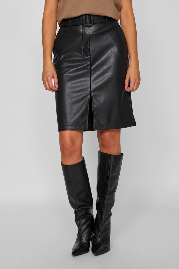 Cortefiel Short faux leather skirt Black