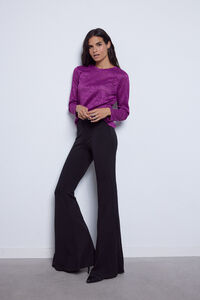 Cortefiel Lace top with jersey-knit Lilac