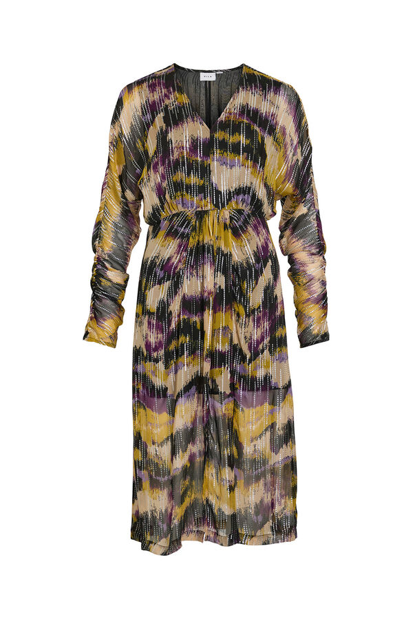 Vila Vestido midi estampado con lúrex Morado