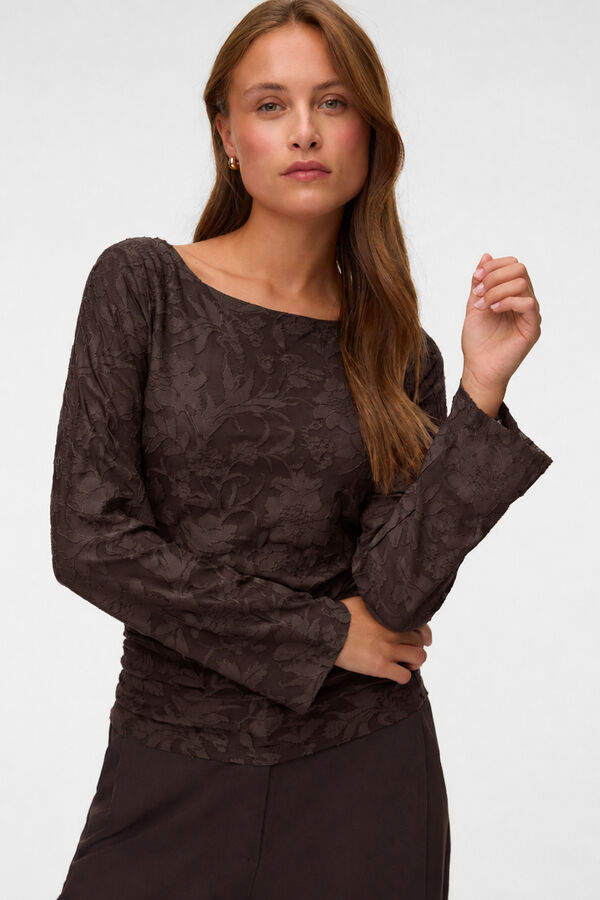 Vero Moda T-shirt de tule com motivos florais Castanho