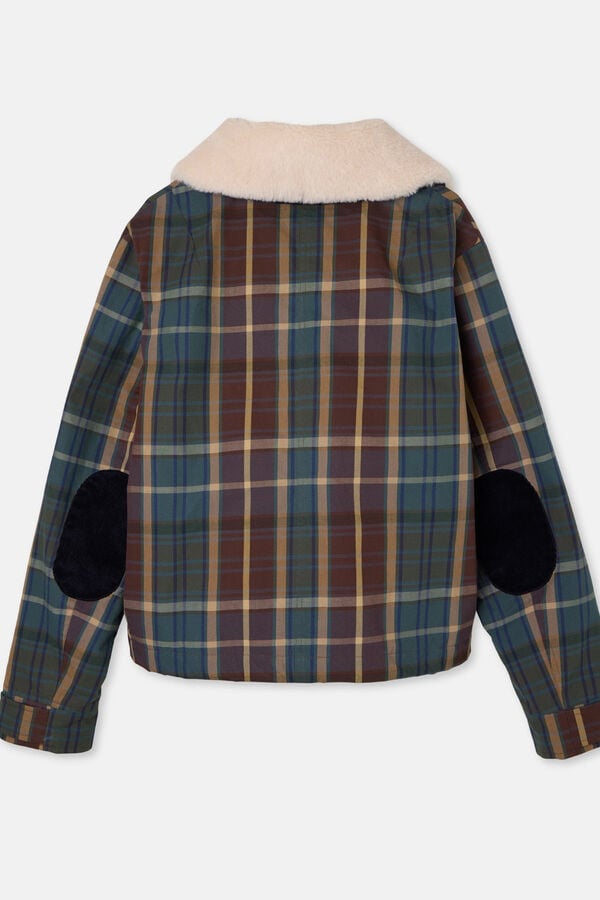 Silbon Blusão de borrego xadrez encerada Verde