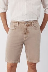 Cortefiel Regular color denim Bermuda shorts Beige