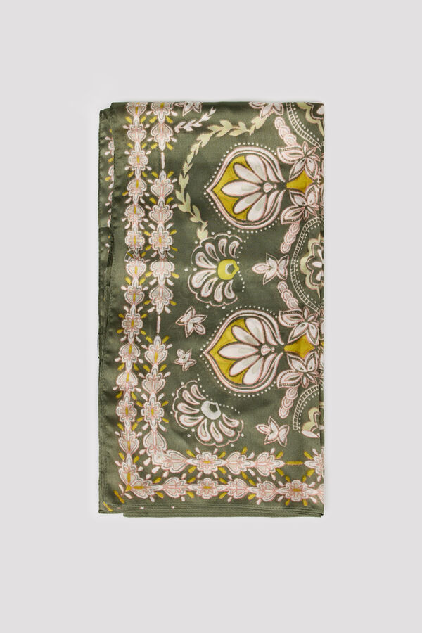 Cortefiel Fular estampado bot&aacute;nico Estampado verde