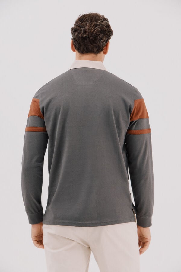 Cortefiel Polo rugby bloques Gris
