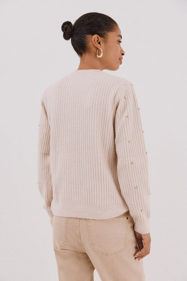 Cortefiel Jersey tachas doradas Beige