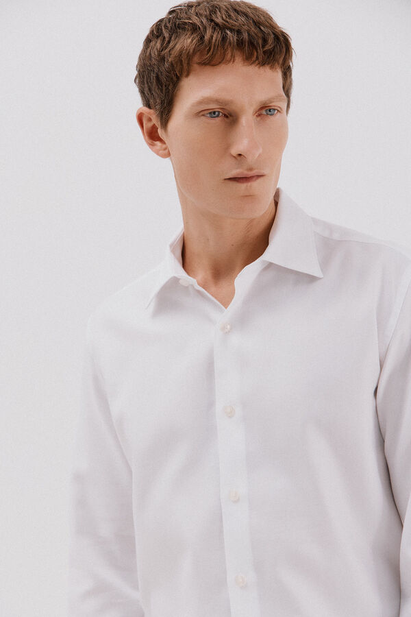 Cortefiel Easy-iron twill dress shirt White