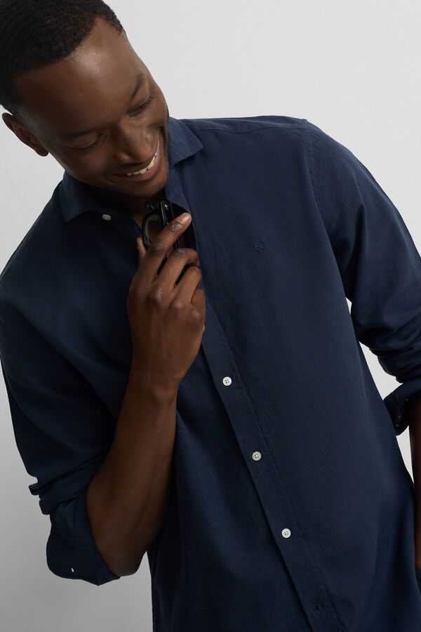 Silbon Camisa sport em linho Azul