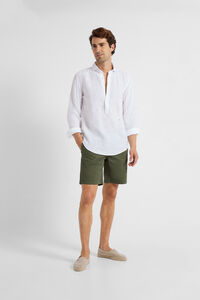 Cortefiel White natural linen polo shirt White