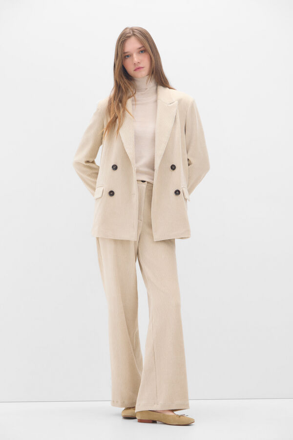 Cortefiel Corduroy suit blazer Beige